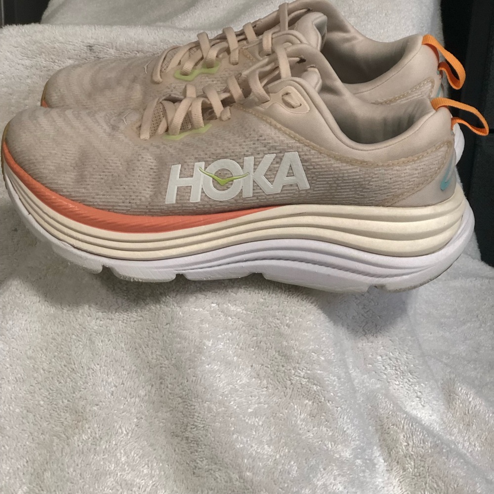 Hoka One One Gaviota 5 Grey White Athletic Running Shoes Sneakers Mens Sz 8.5 D - Picture 2 of 8